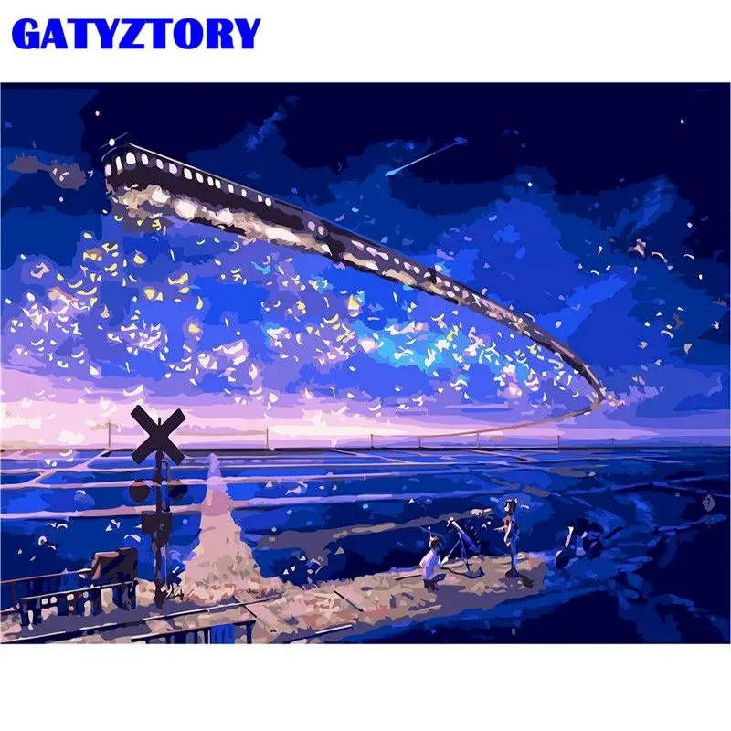 

GATYZTORY Painting By Numbers Kits For Adults Aurora Sky Landscape Oil Picture Kits HandPainted Home Wall Decor Photo Unique Gif