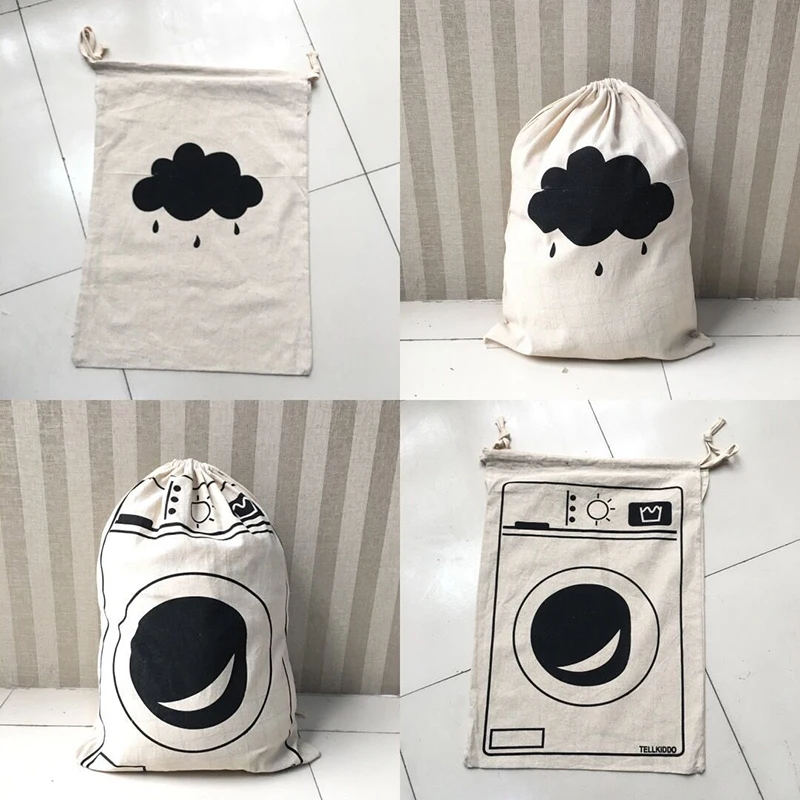 

Cartoon Kids Toy Storage Bag Cotton Linen Bags Travel Drawstring Backpack Organizer Folding Laundry Bags Home Sundries Organizer