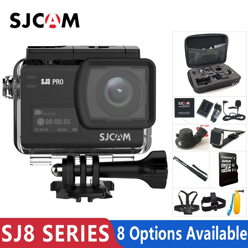 Оригинальная Экшн-камера SJCAM SJ8 серии SJ8 Air& SJ8 Plus и SJ8 Pro 1290P 4K wifi Пульт дистанционного управления Водонепроницаемая Спортивная DV