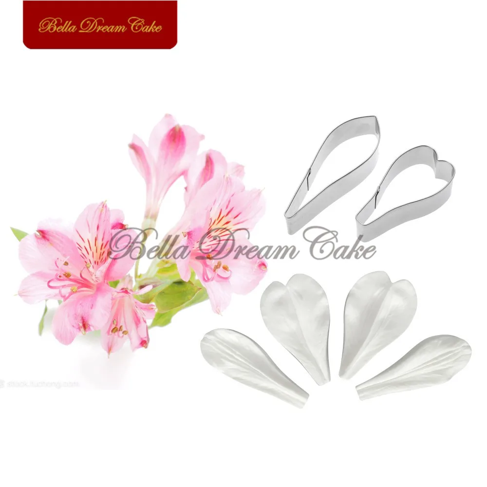 Peruvian Lily Petal Veiner Silicone Mold Stainless Steel Cutter Molds DIY Handmade Mould For Fondant Flower Cake Decorating Tool