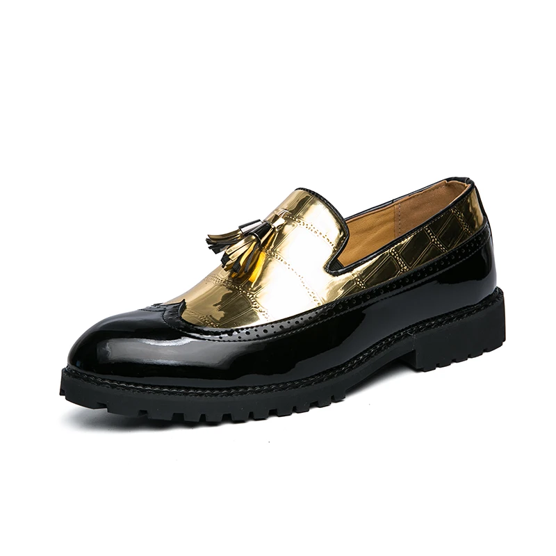 

2021 New Arrivals Fashion Patent Leather Men Shoes Big Size Mixed Colors Mens Tassel Loafers Party Wedding Groom Brogue Shoes