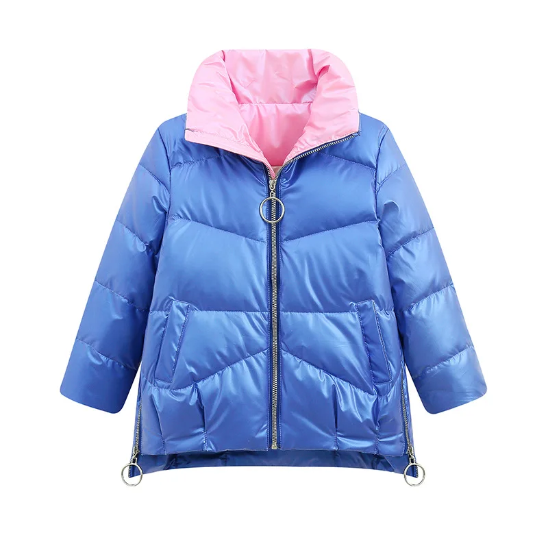 Зимняя детская стеганая куртка для девочек Теплая хлопковая с высоким