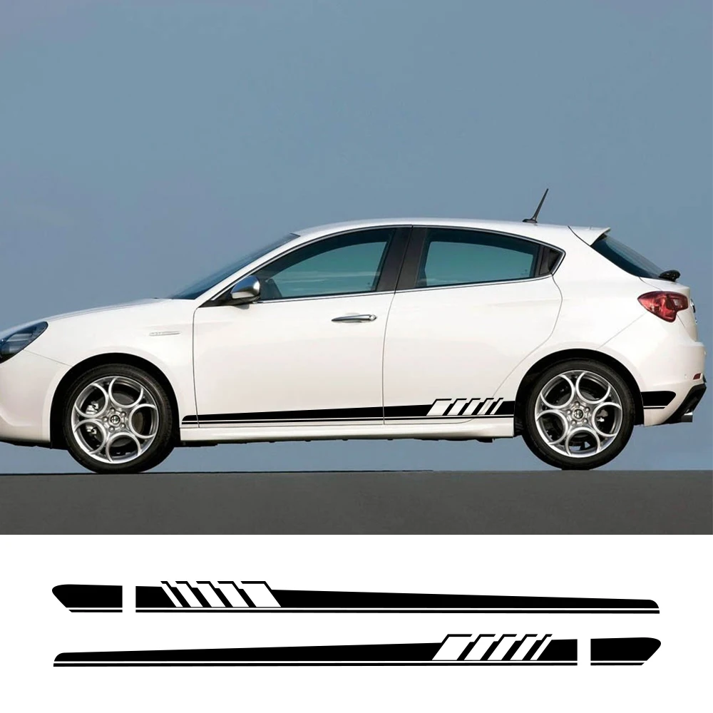 

2Pcs Car Long Side Stickers For Alfa Romeo Giulia Giulietta 159 156 MITO Stelvio 147 Sportiva Vinyl Decals Tuning Accessories