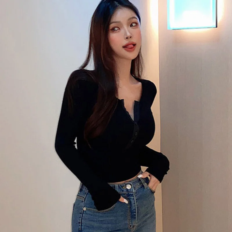 

Женская облегающая футболка с круглым вырезом, с длинным рукавом