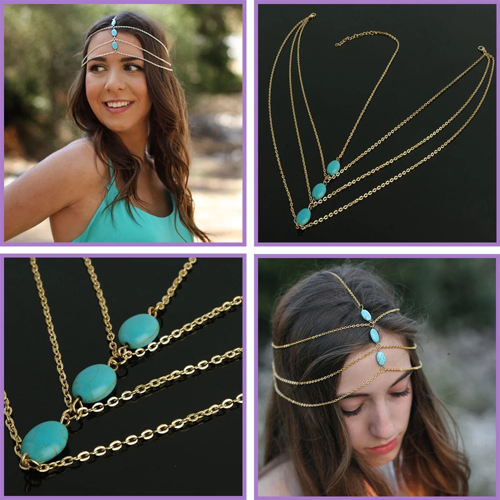 Molans imple Natural Blue Pine Triple-Layer Fried Hair Belt Fashion Wedding Accessories for Bridal Photograph/outdoor Necklace | Свадьбы и