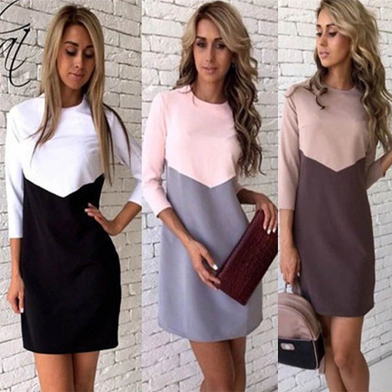 Женское Повседневное платье YL Брендовое свободное облегающее платье-мини двух