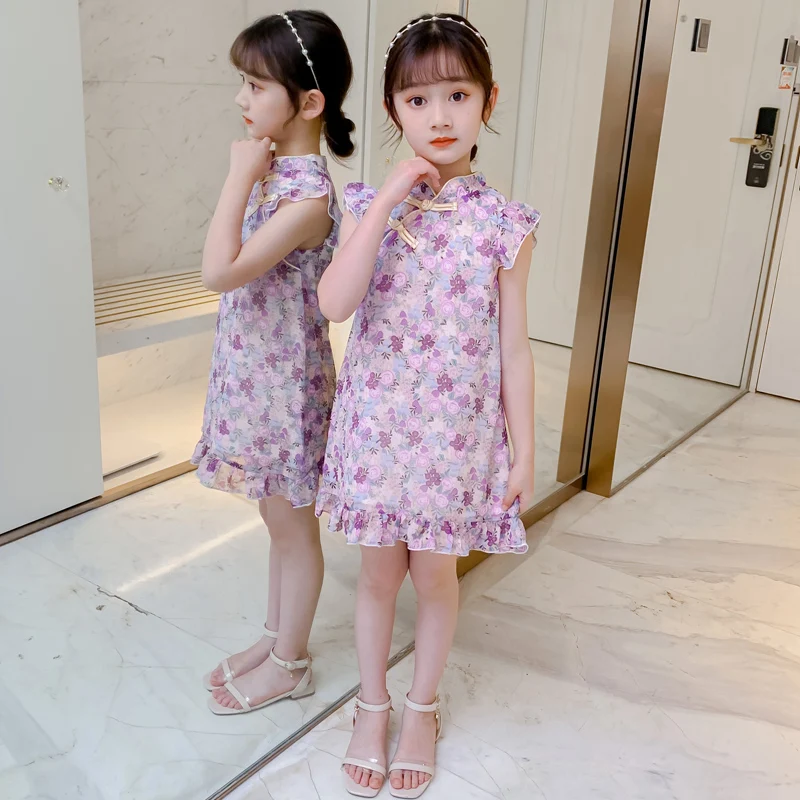 Лето 2022 детское приталенное платье в китайском стиле одежда для подростков с