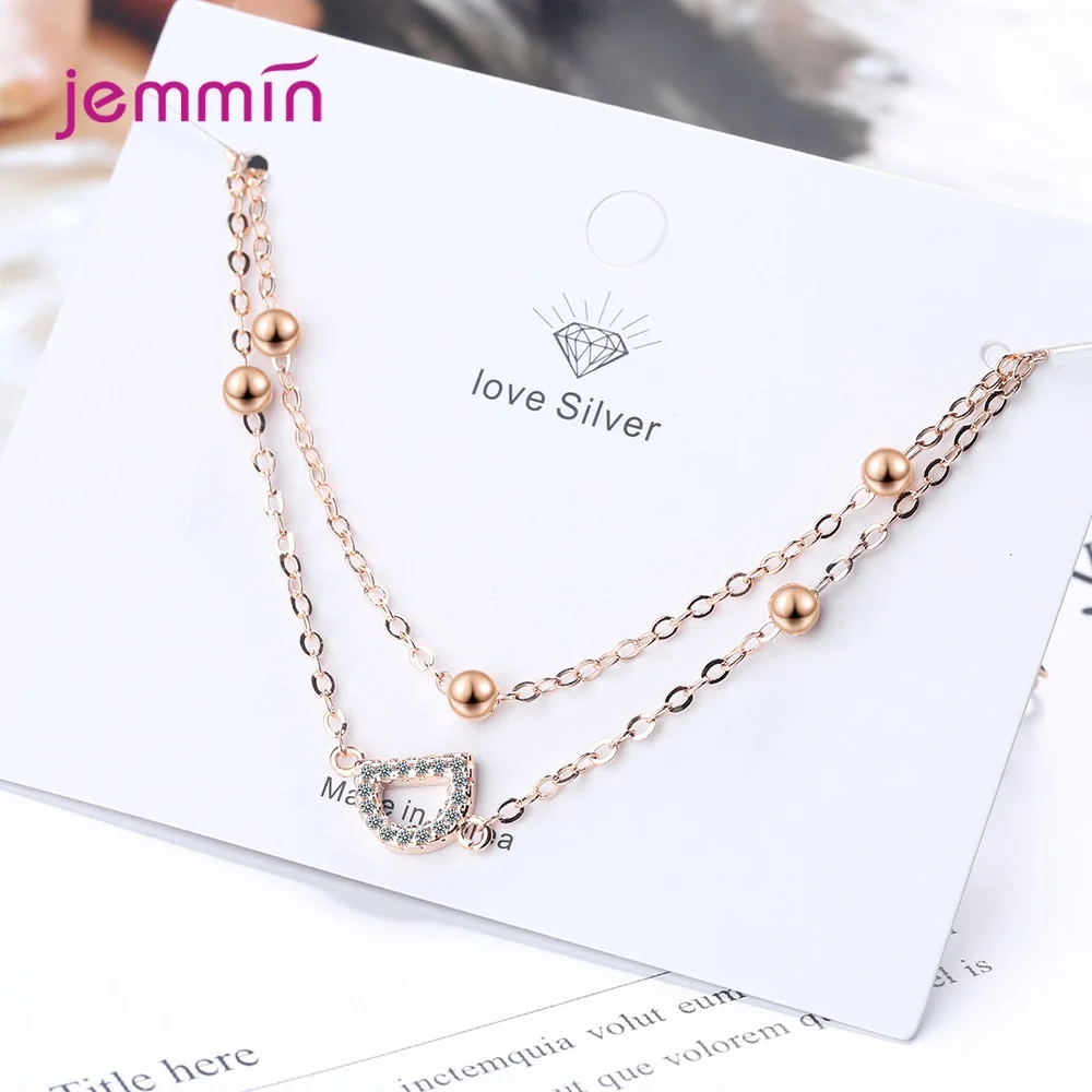 Новое поступление Циркон в форме буквы D с двойной Слои браслеты из нержавеющей