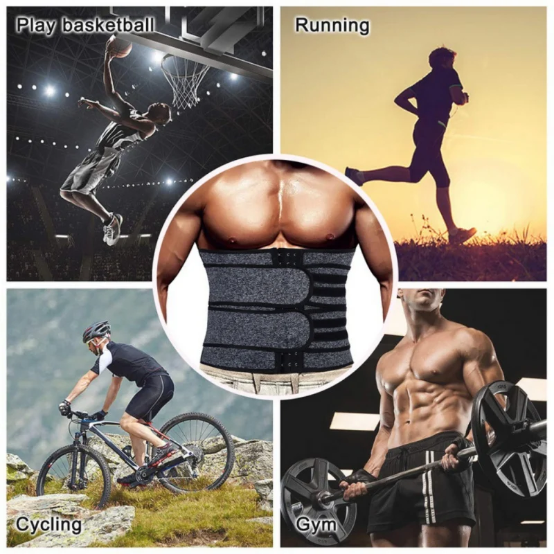 

Men's Waist Training Slimming Body Belt Underwear Sweat Weight Loss Corset Gym Running Cycling And Play Basketball