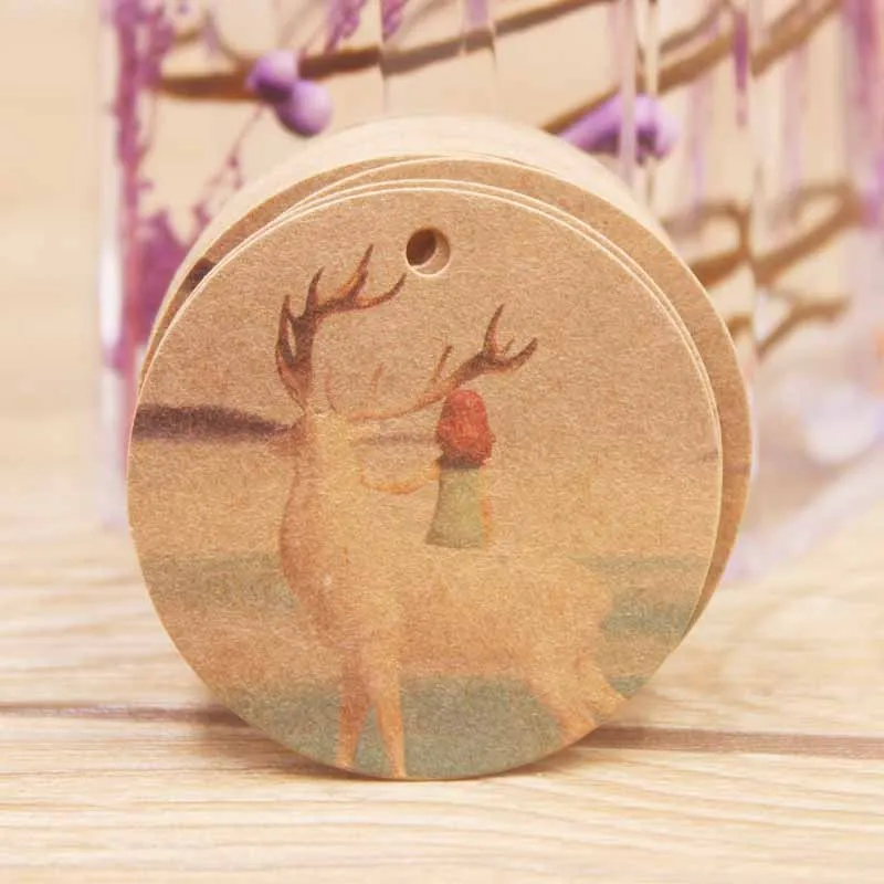 Горячая Распродажа 100 шт. мульти коричневый/белый подарочные этикетки бумажные