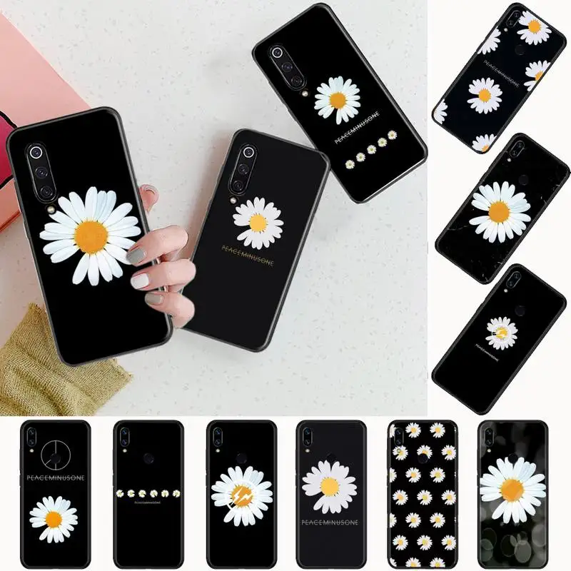 

Black White Flower Daisy Phone Case black For Xiaomi Redmi mi note 7 8t 9 9t 9s 8 10 10t 11 pro lite K20 max 3