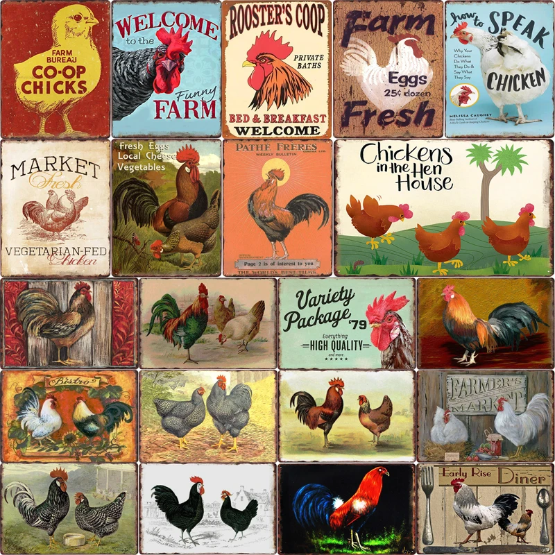 Домашний декор жестяная вывеска для курицы фермерского дома винтажная доска