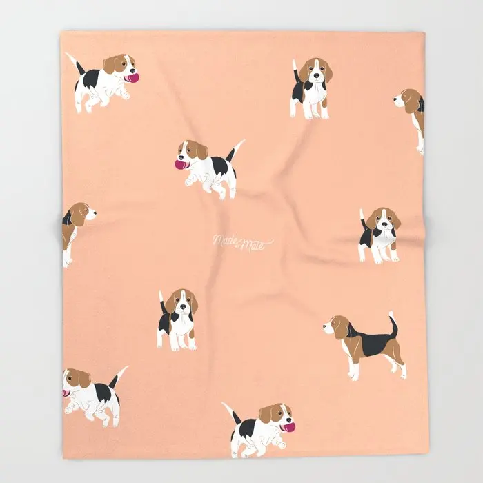 Одеяло с мультяшным рисунком собаки диванное одеяло цвета лосося розового Бигля