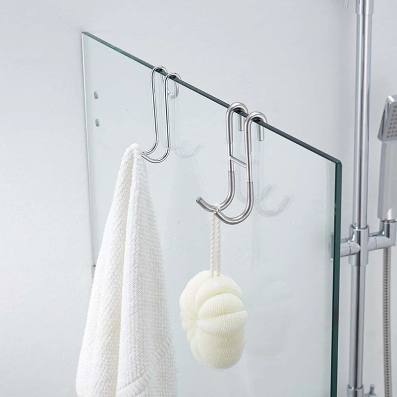 

Stainless Steel Door Hook S Shape Hanging Storage Rack Bathroom Kitchen Shower Towel Bag Tableware Organizer P31E