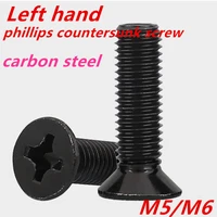 m4m5m6 black carbon steel white plated zinc left hands threaded phillips flat head countersunk screws cross drill bolts765