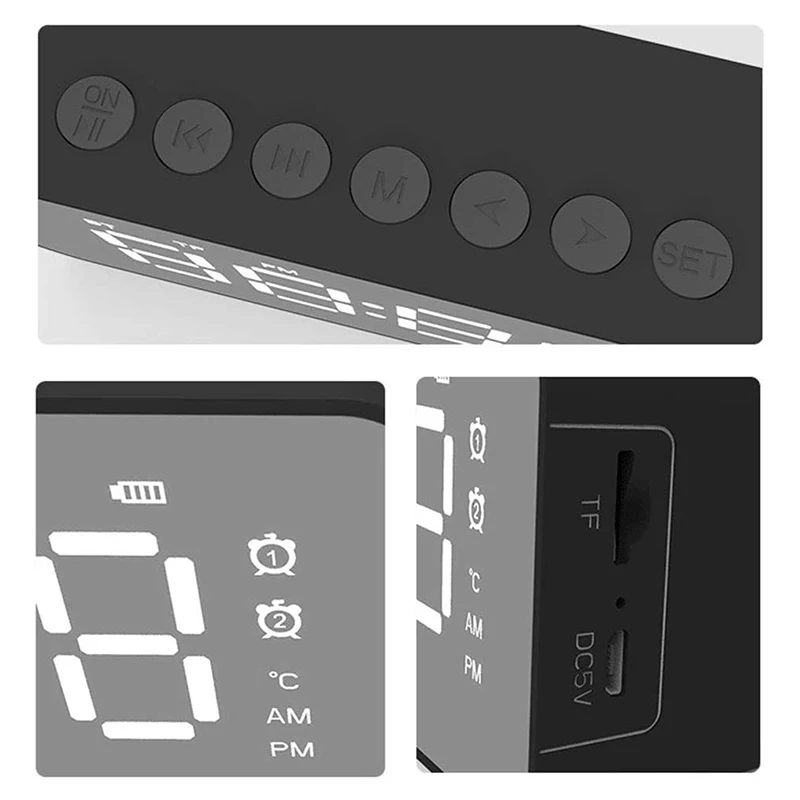 Цифровой будильник Bluetooth-радиоприемник двойной портативный динамик с