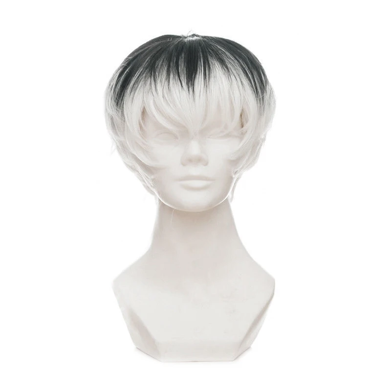 

Tokyo Ghoul Re Kaneki Ken Sasaki Haise Black White Mix Short Heat-resistant Fiber Hair Pelucas Anime Cosplay Costume Wigs + Wig