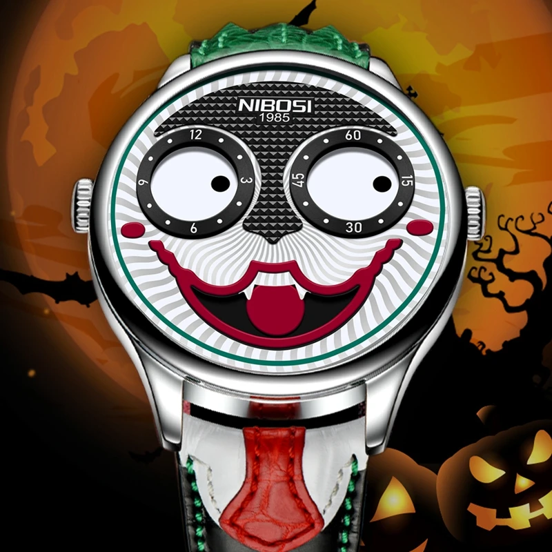 

2021 New Arrival Joker Watch Men Top Brand Creative Fashion Personality Clown Quartz Leather Waterproof Sports Watches Mens