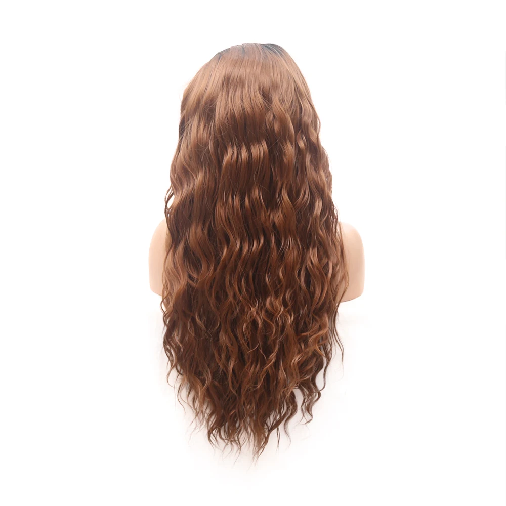 Парик AIMEYA из каштановых синтетических волос с эффектом деграде темными корнями
