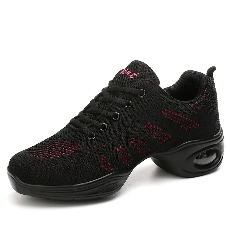 

RISTOP 2021 New Jazz Dance Sports Shoes Outdoor Flat Running Air Mesh Breathable Platform Heighten Yoga Air Cushion Shose Women