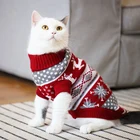 Свитер для домашних питомцев, зимняя одежда, вязаный пуловер, пальто для маленьких и средних собак, рождественский джемпер с оленями, костюм для кошек и щенков