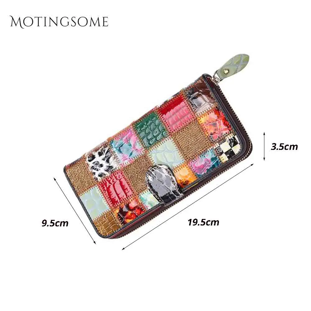 

Genuine Leather Women Wallets National Style Long Cowhide Real Leather Card Holder PursesPhone Clutch Bag Luxury Design 2020 New