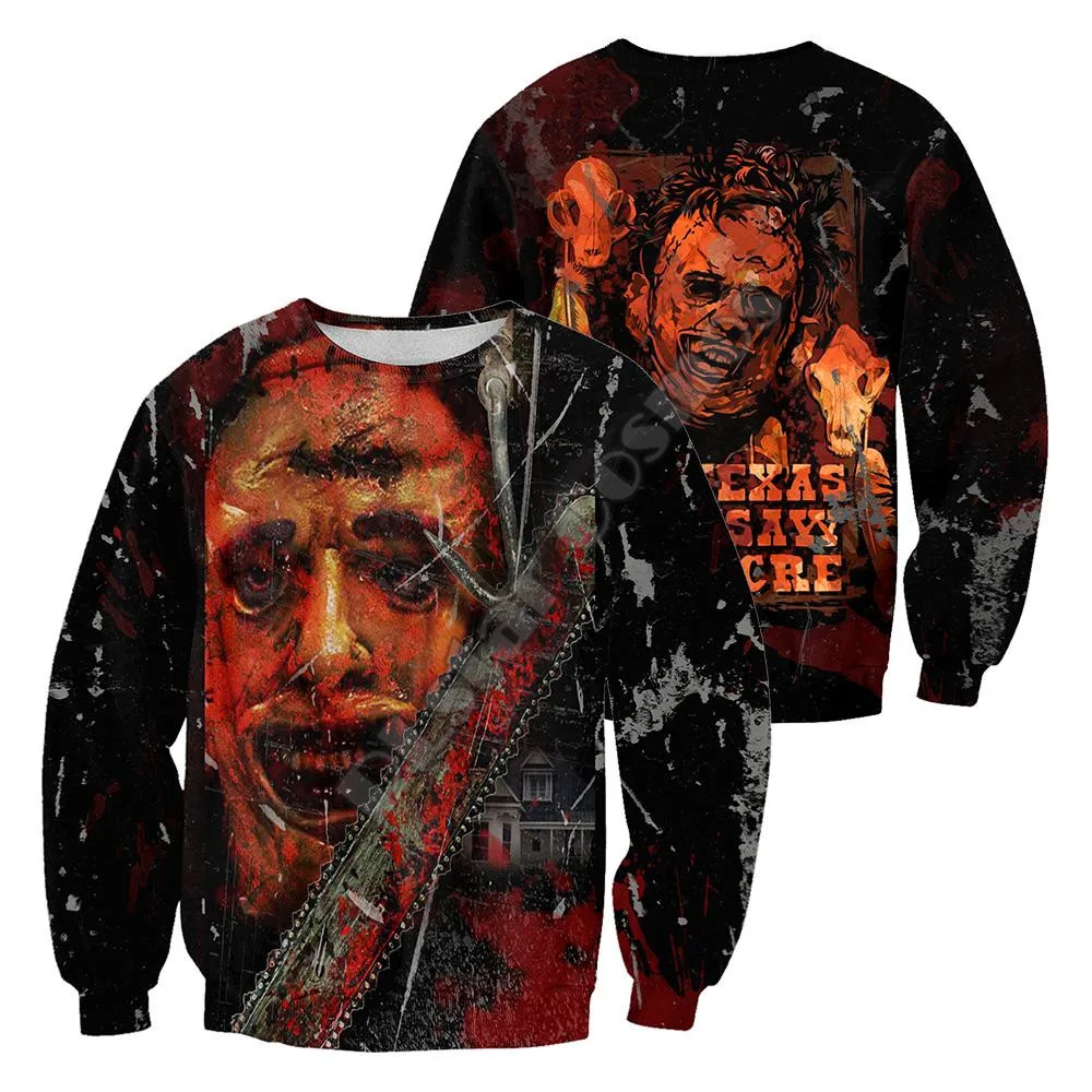 Leatherface пуловер спортивный костюм модный Crewneck для мужчин и женщин 3D печатные