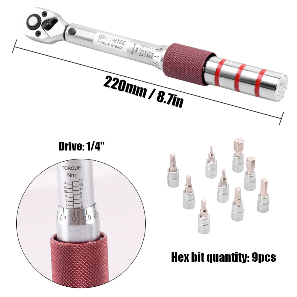 1/4 &quotDR 2 15Nm мини Регулируемый динамометрический ключ для велосипеда езды на
