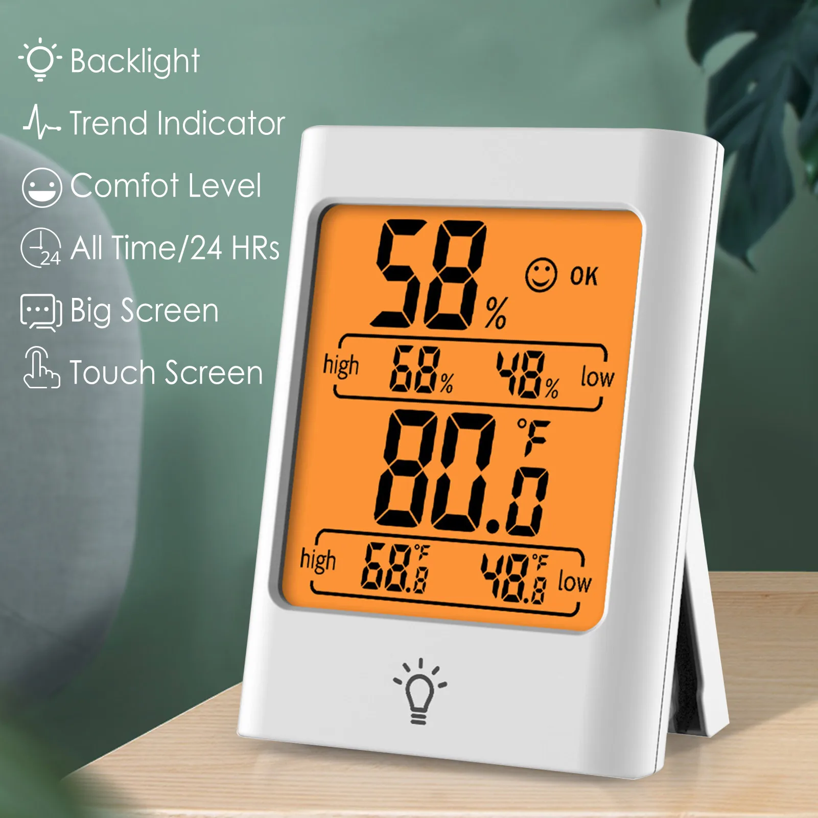 mc30 english version electronic digital display digital temperature and humidity meter high precision touch type hygrometer abs free global shipping