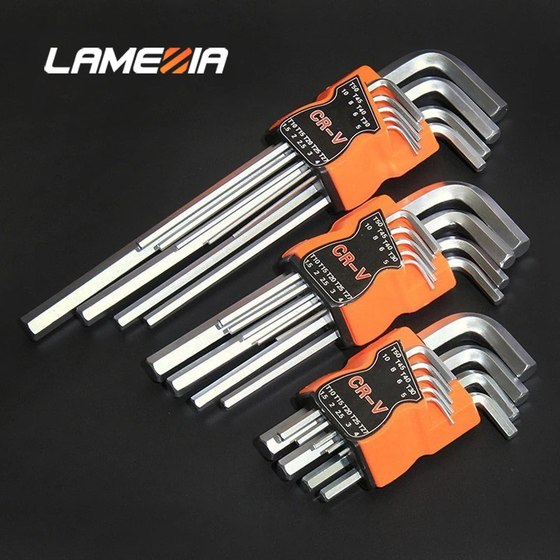 LAMEZIA 9 шт. L Тип двухсторонняя отвертка Набор шестигранных гаечных ключей