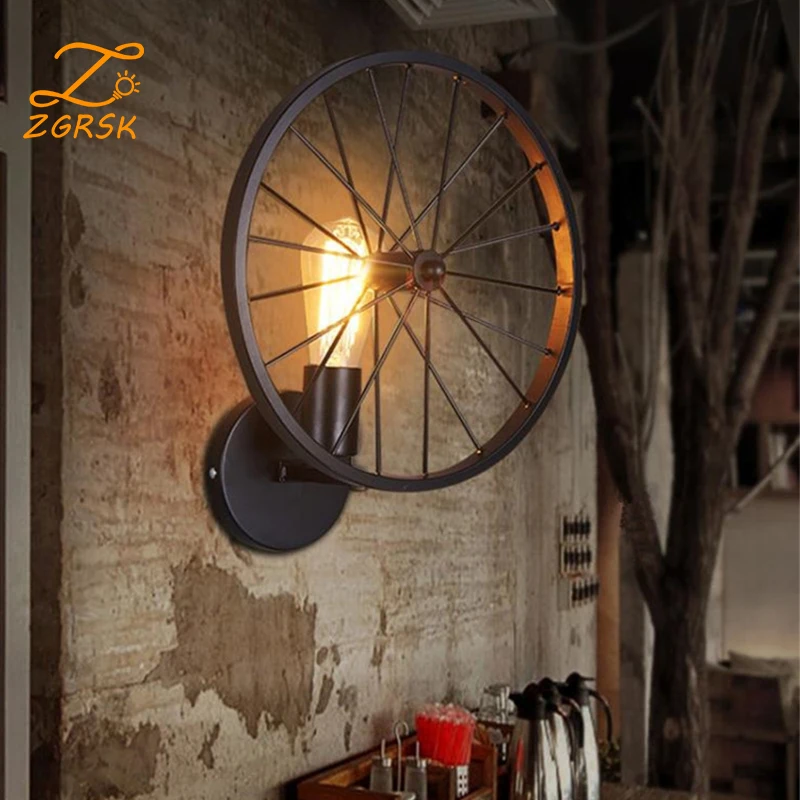 

American Style Creative Restaurant Wheel Wall Lamp Loft Industrial Wind Corridor Hotel Internet Cafe Wall Lamp