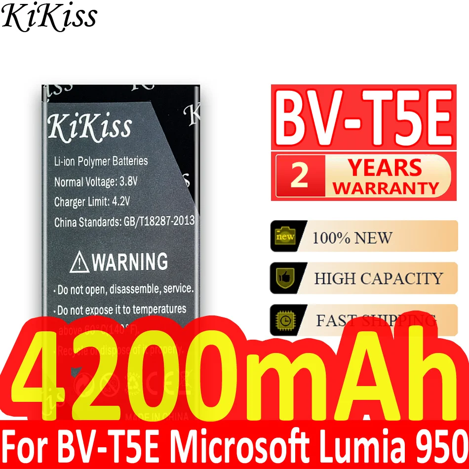 

100% Original kikiss 4200mAh BV-T5E / BVT5E / BV T5E Batteries for Microsoft Lumia 950 Battery RM-1106 RM-1104 RM-110