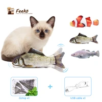 feeko electric fish for cat toy usb charging 3d simulation fish pet interactive cat catnip toys chew bite products toys for cats