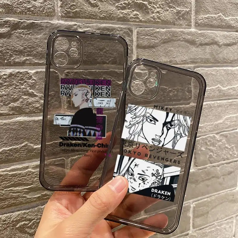 

Draken Tokyo revengers Avengers Phone Case For iPhone 12 11 8 7 se 2020 mini pro X XS XR MAX Plus Black Transparent Cover