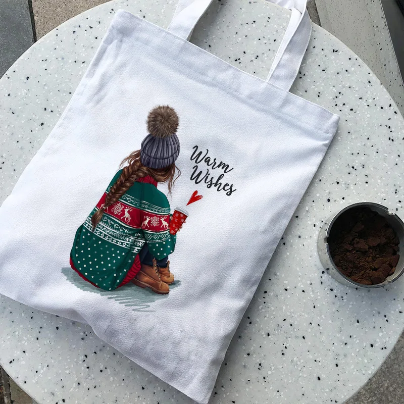 Новая зимняя Рождественская теплая Модная Холщовая Сумка на плечо для девушек