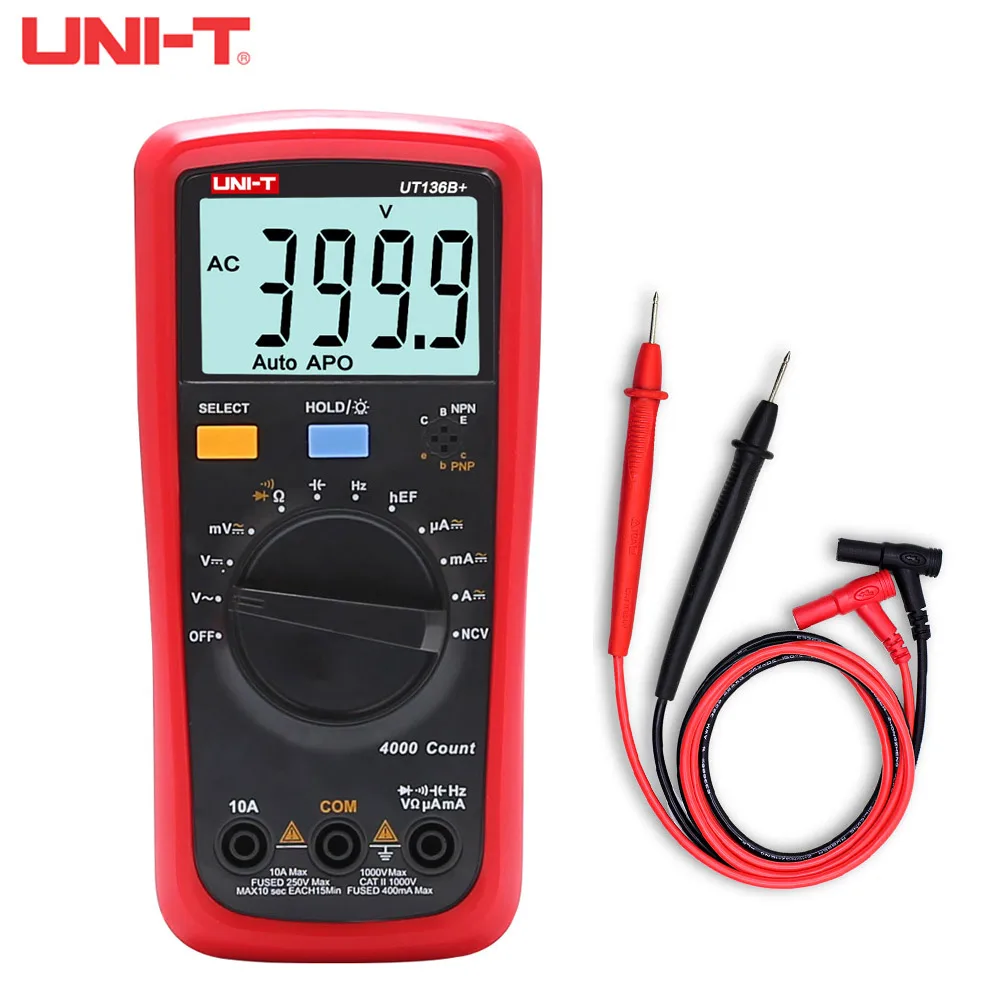 

UNI-T Newly Upgraded Fast Response UT136B+ Digital Multimeter AC/DC Voltage Current Diode Resistance Capacitance Tester UT136C+
