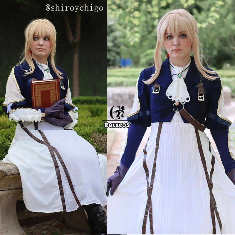 ROLECOS японский аниме фиолетовый Evergarden Косплей Костюм женский для косплея платье