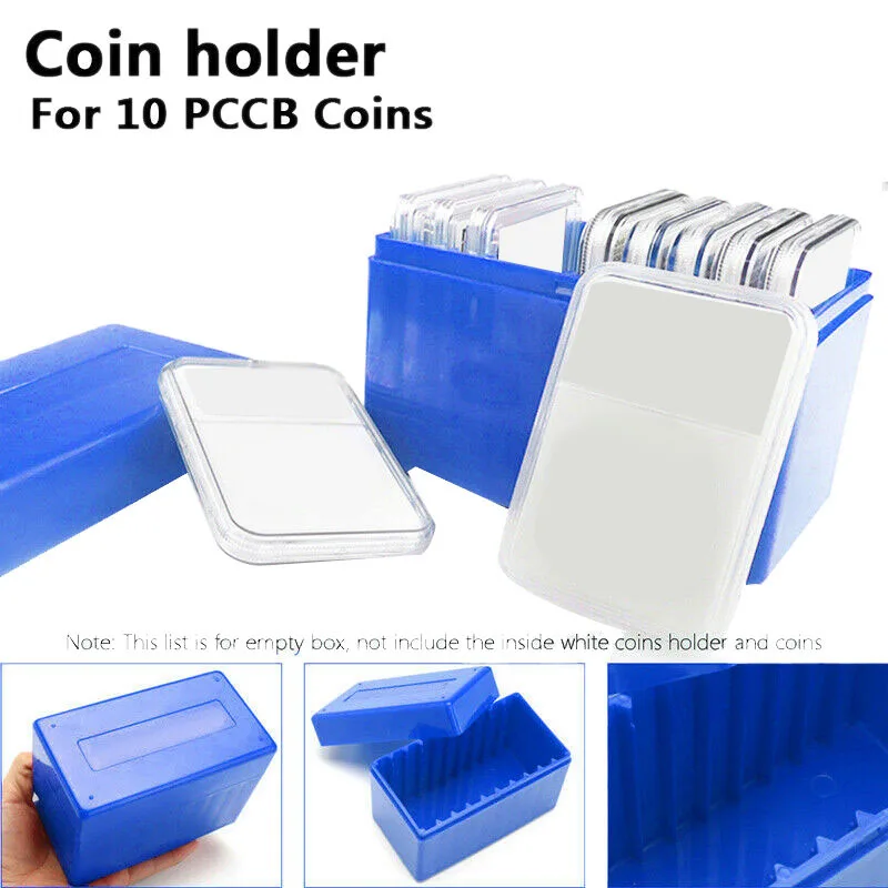 Promotion! Square Plastic 10 Coin Capacity Holder Slab Storage Box Case Fit for PCCB NGC PCGS | Boxes & Bins