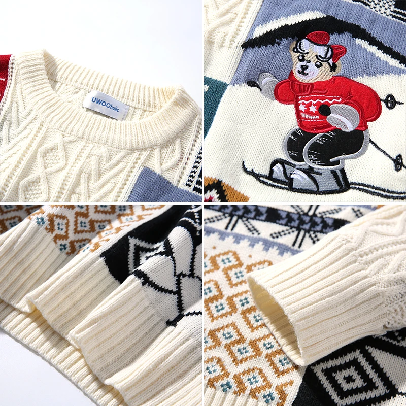 

Man Sweater Casual Loose Hip Hop New Streetwear Soft Warm Winter/Autumn/Spring Tops Long Sleeve O Neck White Red Pullovers