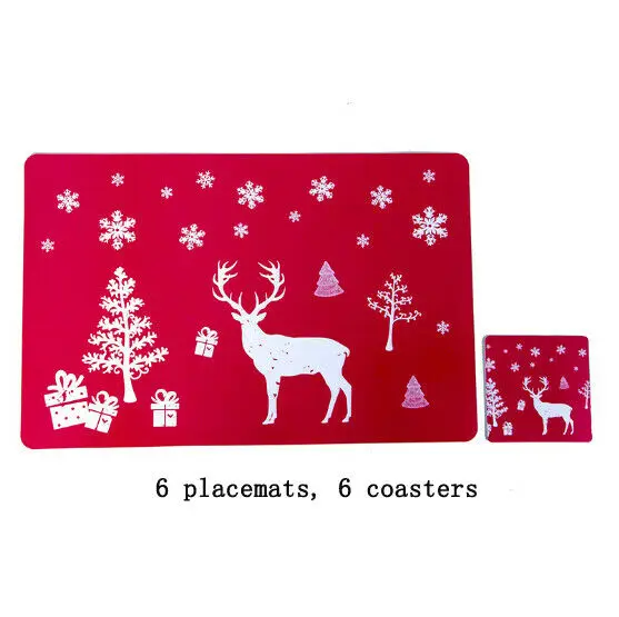 12 шт. Современные рождественские подставки под чашки из ПВХ водонепроницаемые