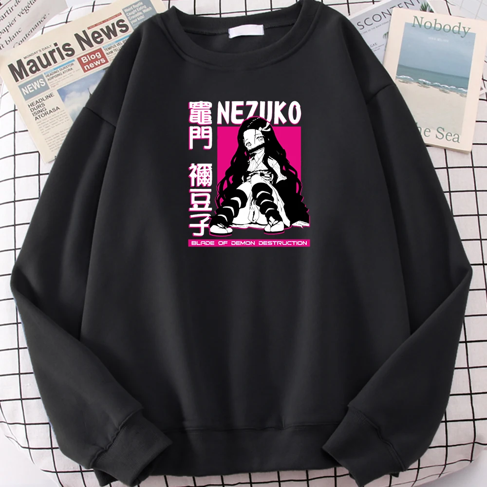 

Woman Hoody Anime Demon Slayer Kamado Nezuko Print Long-Sleeved Women Popular O-Neck Warm Fleece Female Hoodies 1Pc Custom Made