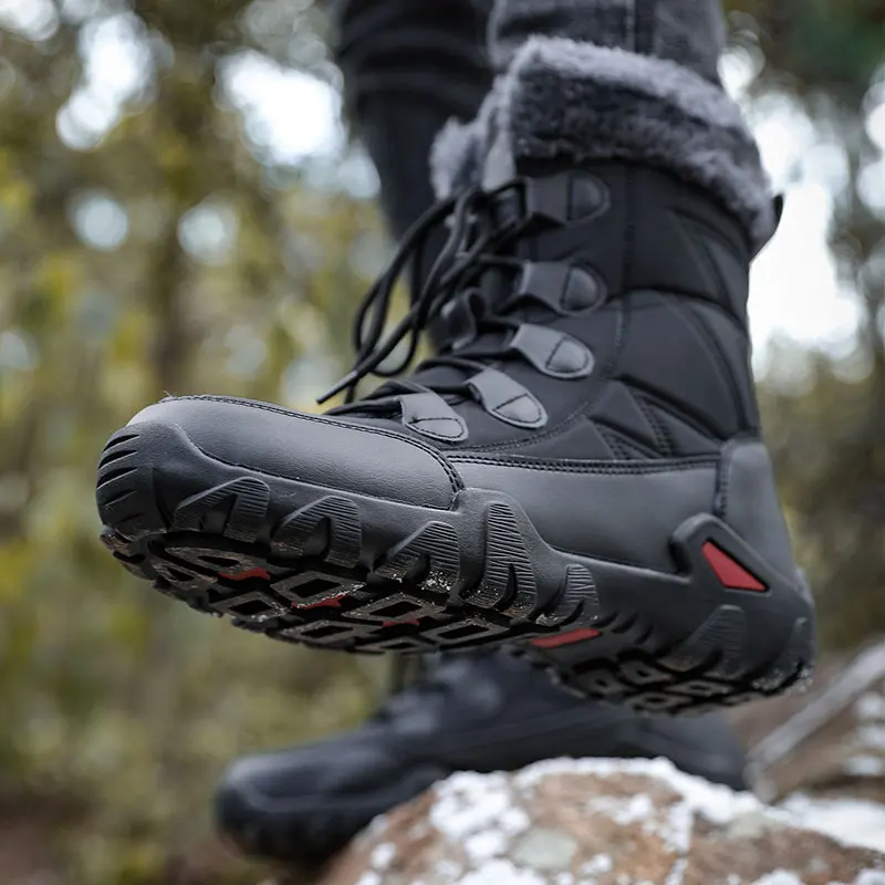 

Vanmie Winter Men Snow Boots Warm Plush fur Waterproof Snow Boots for Men High Quality Outdoor Hiking Boots 2021 New