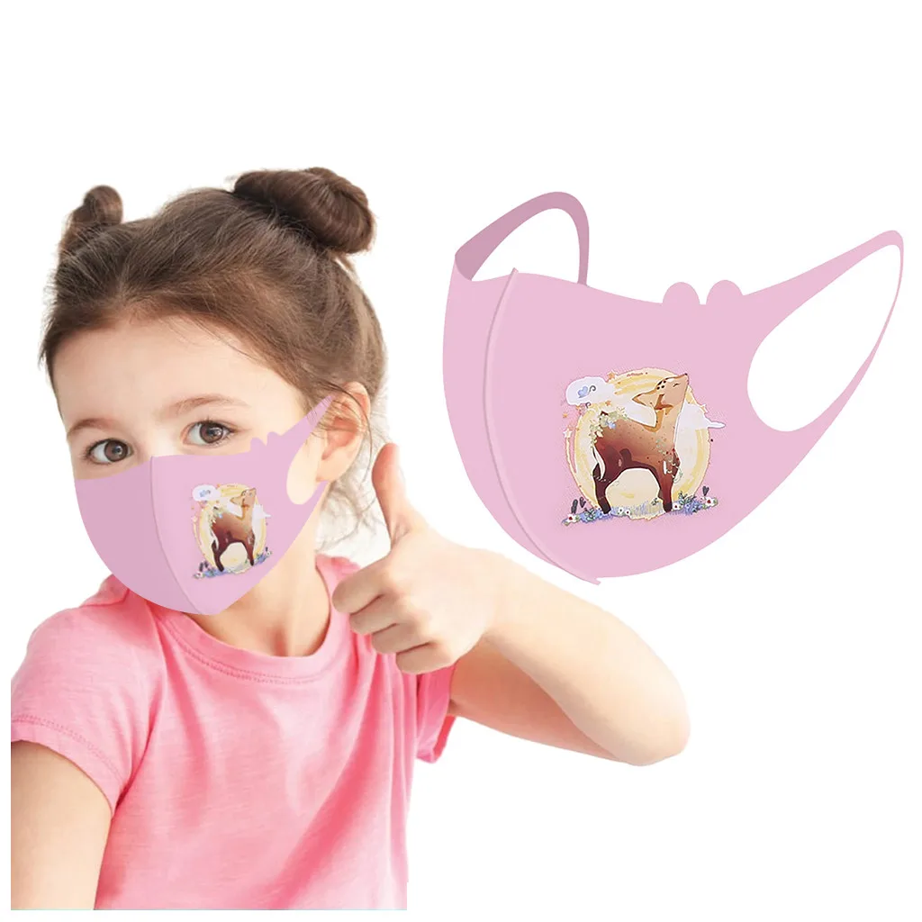 

1Pcs Children Kids Boys Girls Cartoon Lovely Mask Fabric Face Turban Stylish Fashionable Neutral Washable Earloop Mask