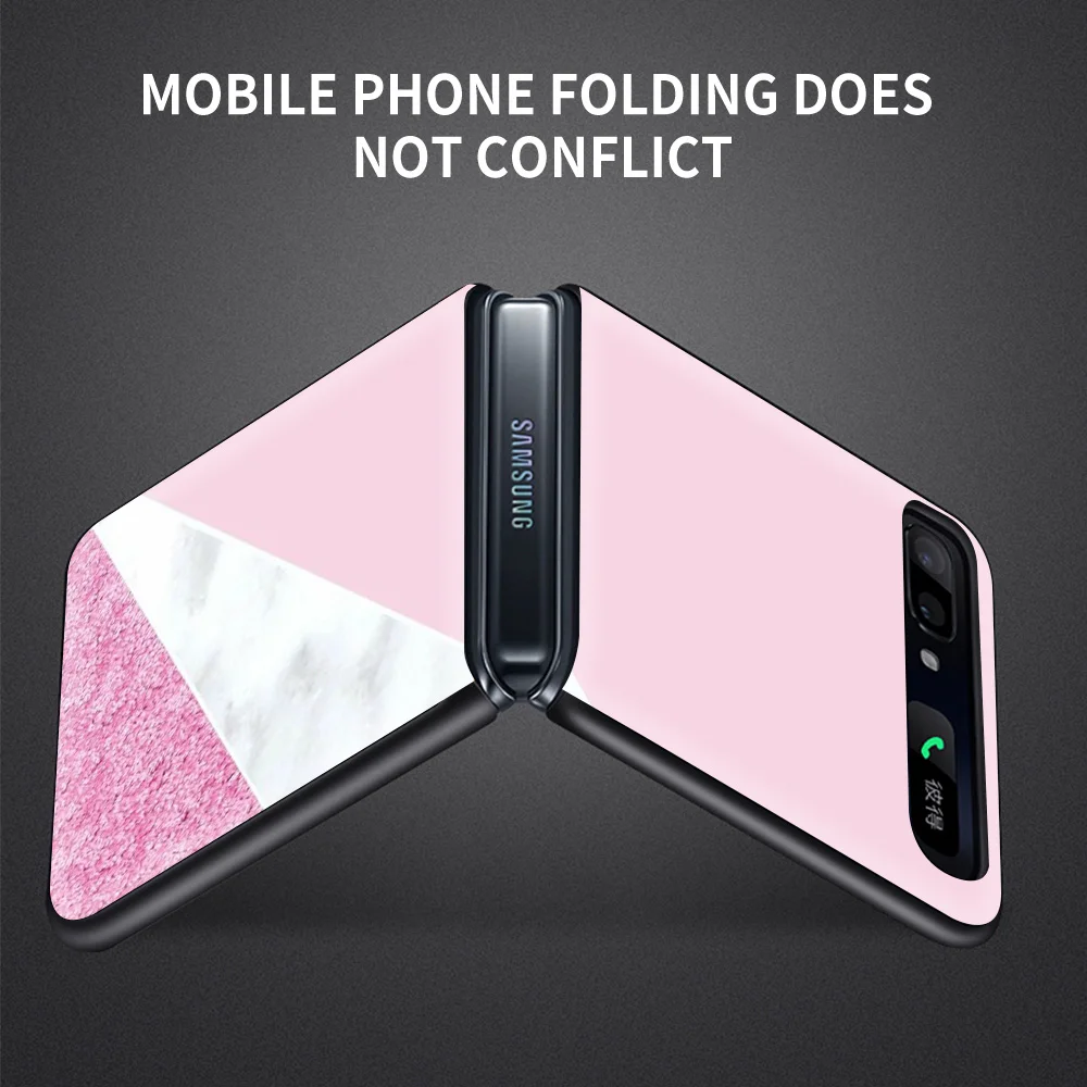 Pink love marble pink Hard Phone Case For Samsung Galaxy Z Flip 3 Caso PC Shell Black Cover Smartphone