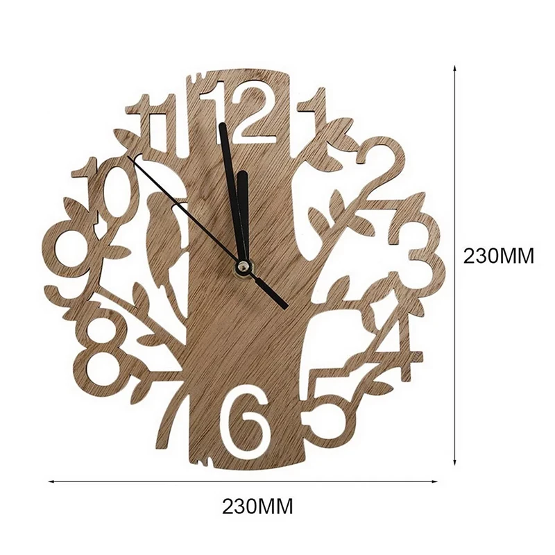

1Pcs Wooden Tree Silent Wall Clock Quartz Wood 3D DIY Big Size Wall Sticker Clock Large Wall Clock Modern Design Home Decor