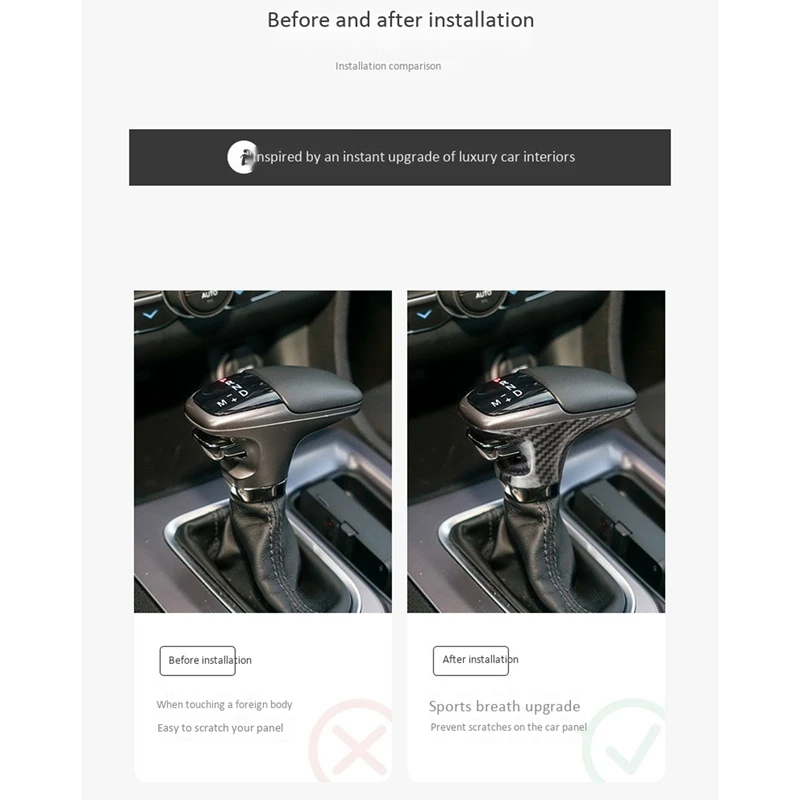 

Carbon Fiber Gear Shift Knob Cover Sticker Trim for Dodge Challenger Charger 2015-2020