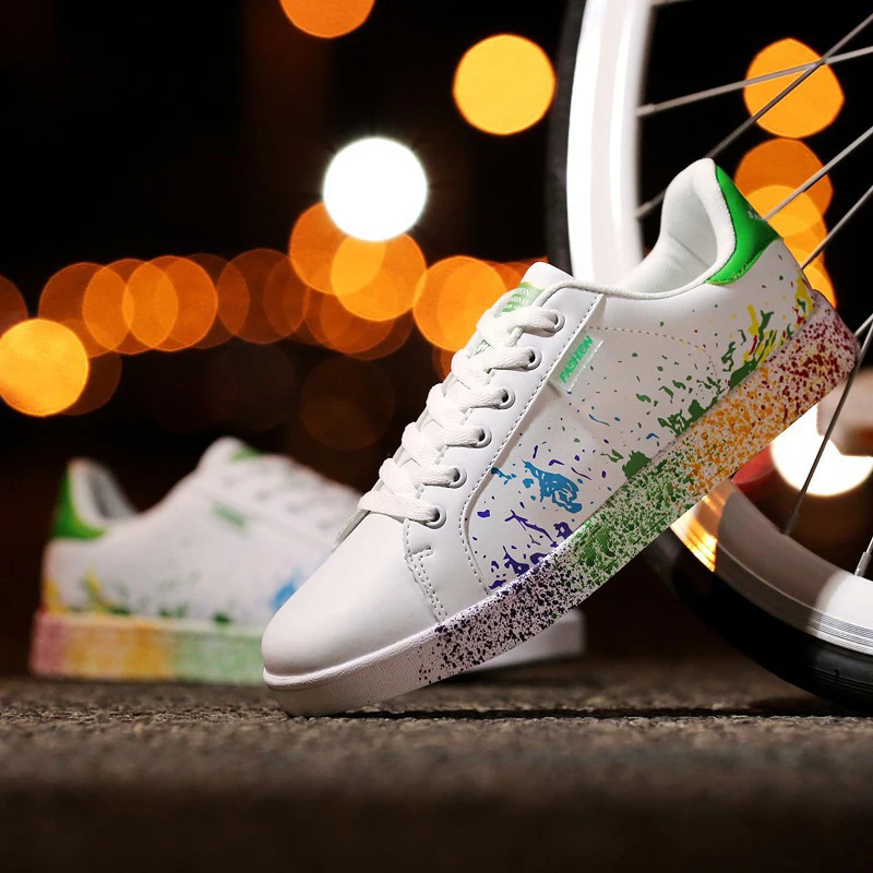 

Luxury Fashion Spring Autumn Leather flats shoes Women White Casual leisure Lace-up Platform single Shoes