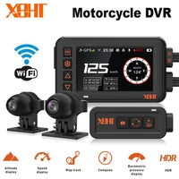 xbht motorcycle camera gps track moto video recorder rear view dash cam wifi control night vision dual 1080p waterproof