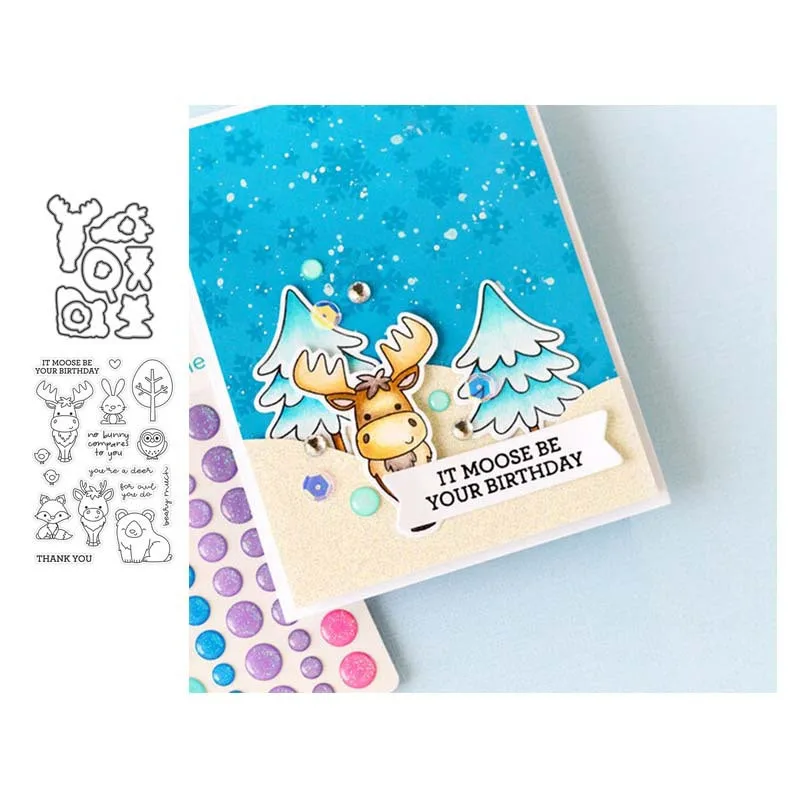 

Cutting Dies With Clear Stamp Of Christmas elk Owl Rabbit Handbooking Set dIY Scrapbooking Paper Embossing Stencil Painting Seal