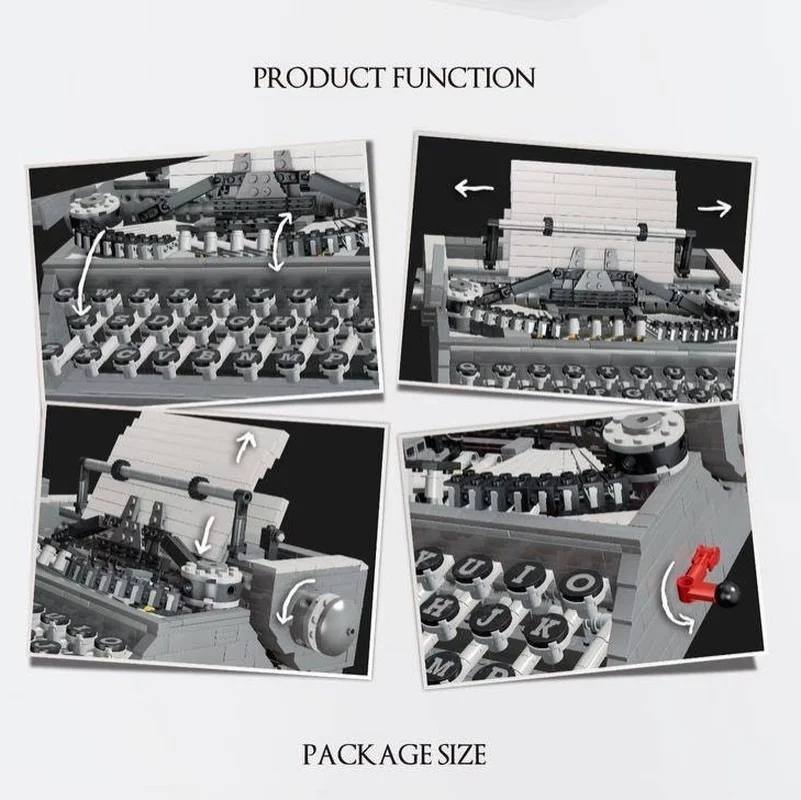

90011 Creator Seriess IDEA MOC Retro Typewriter Expert Building Block Fit Model Bricks Toys Christmas Gifts Birthday for Kids